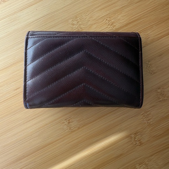 RESERVED Yves Saint Laurent Brown/Dark Burgundy Compact Wallet - Picture 2 of 14